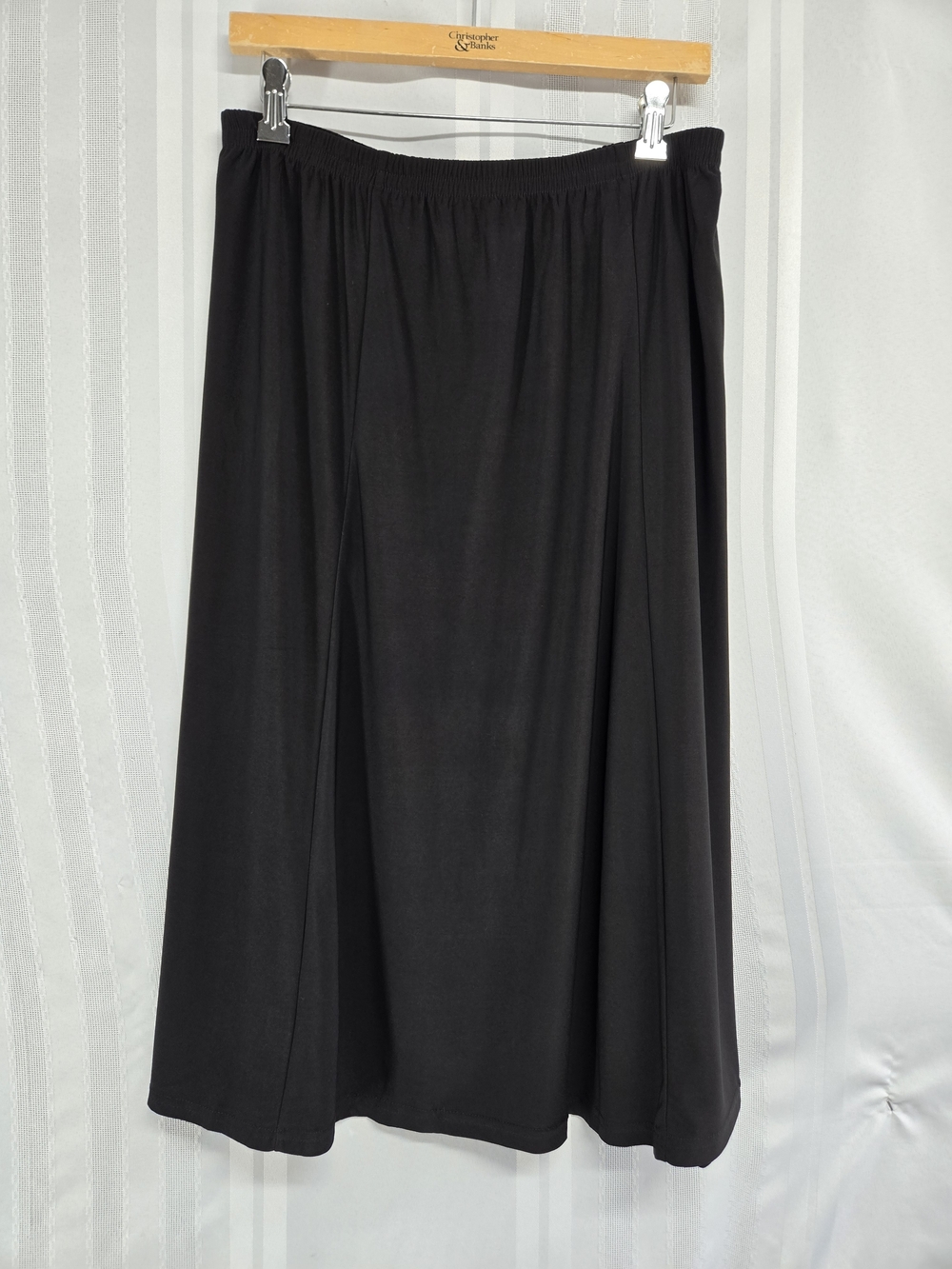 SALON STUDIO Women’s Black Elastic-Waist Midi Skirt PLUS SIZE PXX